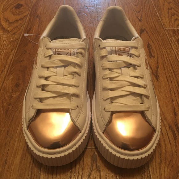 PUMA Basket Platform Rose Gold Toe Women’s Shoes - Picture 4 of 6